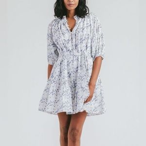 Cleobella Nevah Mini Dress in Killarney Print White and Blue Size Medium
